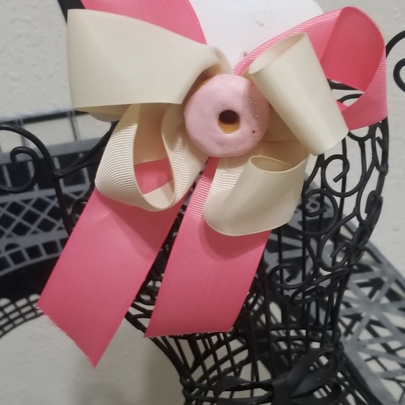 Other - Hair Bow Pink Cheer Bow with Donut Decor Hair Bow New